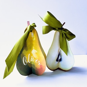 DESCARGA INSTANTÁNEA IMPRIMIBLE Tarjeta de lugar con tema de pera Tarjeta con nombre de fruta de boda de huerto Par perfecto, Fiesta de compromiso