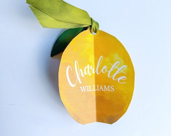 Lemon Slice Place Card Template: Printable Citrus Party Decor (DIY Editable Canva File)