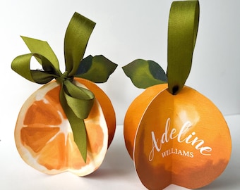 Orange Mandarin Slice Place Card: Printable DIY Party Favor (Canva Template)