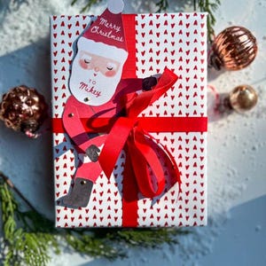 SOFORTIGER DOWNLOAD Kinder Weihnachten Printable Santa Geschenkanhänger, personalisierbar, Hampelmann, gegliedert, 2 Größen inklusive, Tischkarte