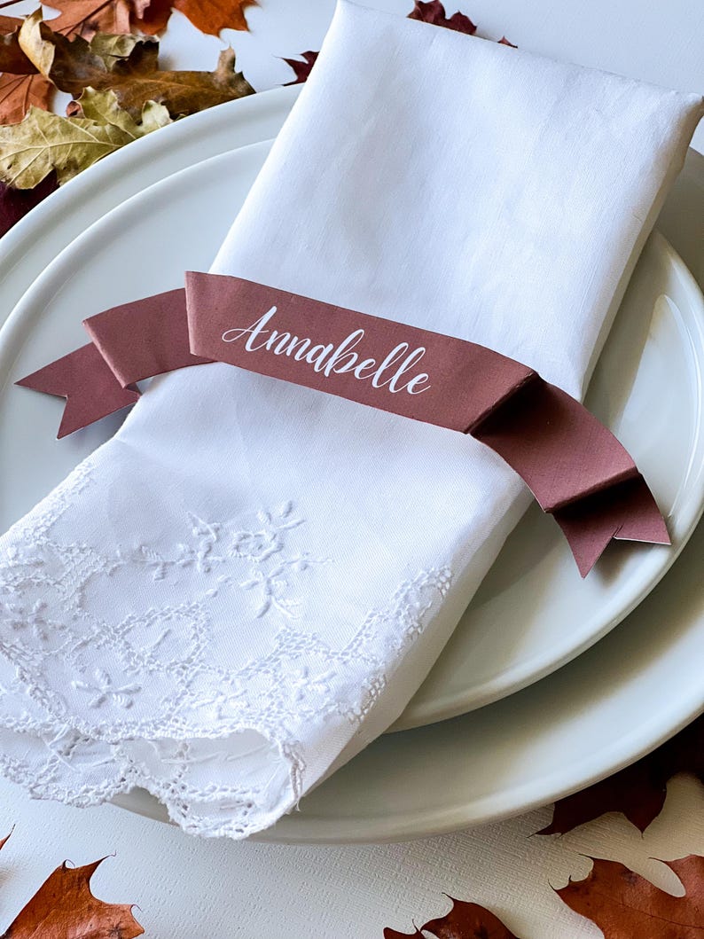 Printable Paper Ribbon Place Card Bundle: DIY Wedding Table Decor (PDF ...