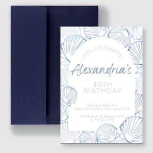 Coastal Scallop Invitation & Address Label Bundle (Digital Download)