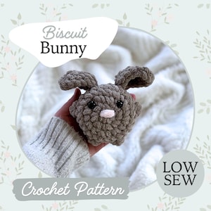 Bunny Biscuit Buddy Pattern | Crochet Pattern | Cute Crochet Pattern | Beginner Friendly | Crochet Bunny | Plushie | No-Sew | Quick and Easy