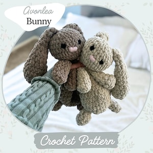 Avonlea the Bunny Snuggler Pattern | Crochet Pattern | Cute Crochet Pattern | Beginner Friendly | Crochet Lovey | Baby Crochet | Forest