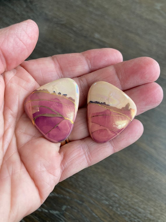Pink Ceramic earrings - image 1