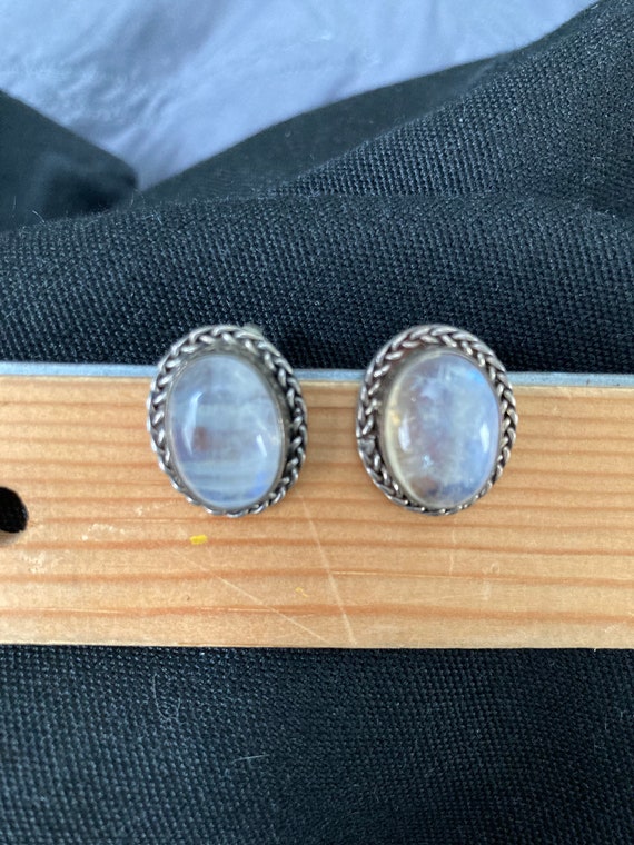 Moonstone silver post earrings - image 5