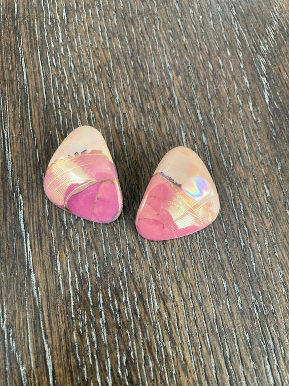 Pink Ceramic earrings - image 4