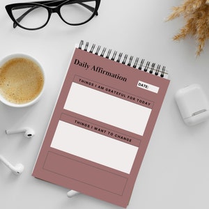 Inserções do planejador de afirmação diária, planejador de afirmação, tarefas diárias, planejador de hora em hora, para impressão, download digital, planejador diário sem data.