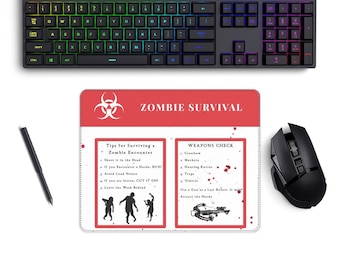 Zombie Survival Guide Medium Gaming Pad,  a Perfect Gift for Horror Zombie Fans & Gamers