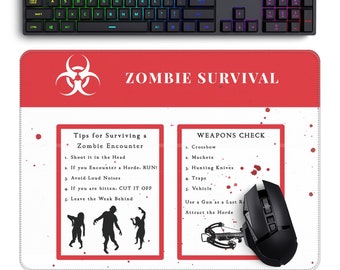 Zombie Survival Guide Large Gaming Pad,  a Perfect Gift for Horror Zombie Fans & Gamers