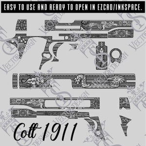 Colt 1911 Aztec design engraving files,pistol engrave,vector ,laser engraving svg dxf ai digital download