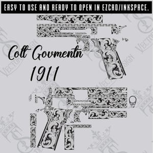 Colt Govment 1911 Scroll Vector Design engraving files,pistol engrave,vector ,laser engraving svg dxf ai digital download