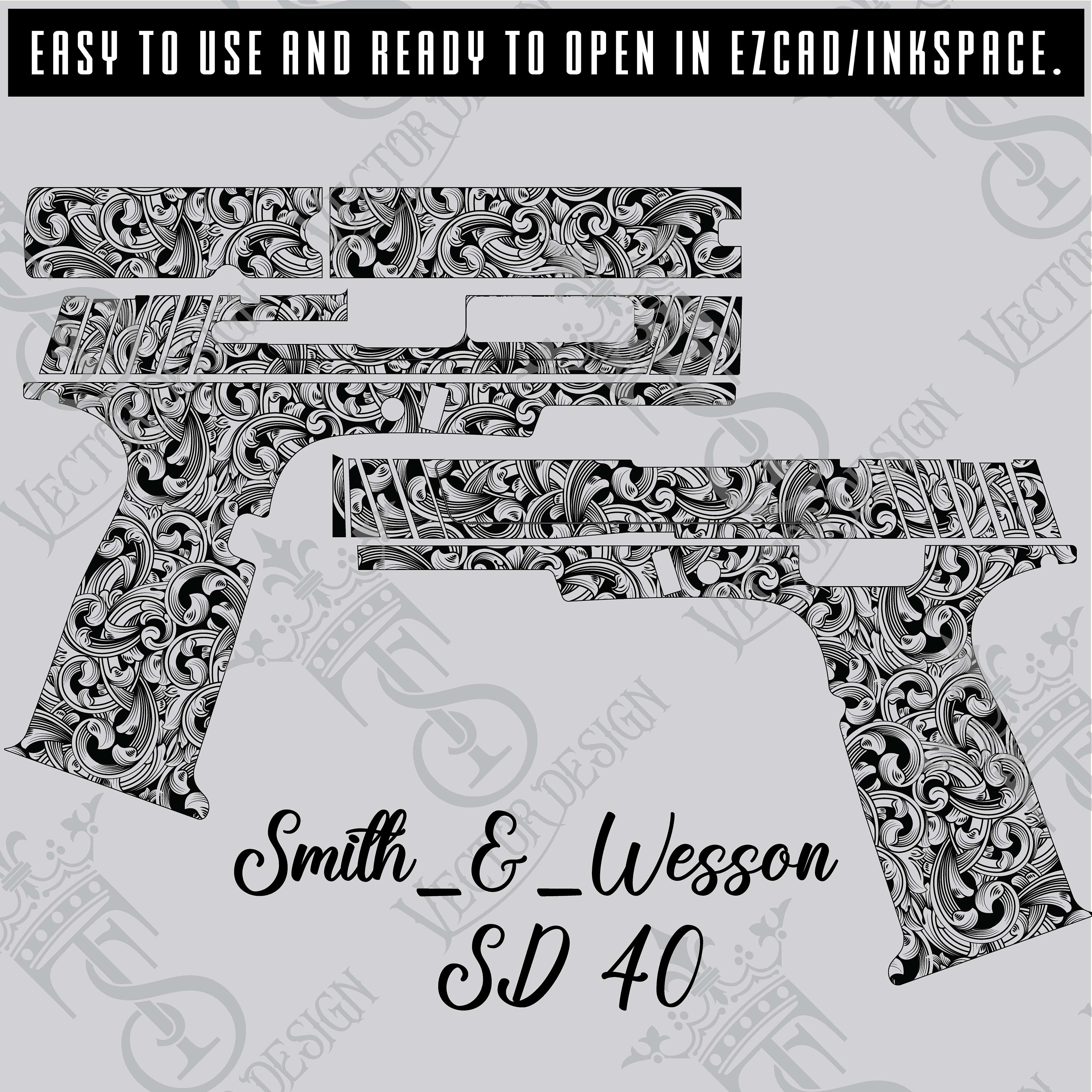 Smith_&_wesson SD40 Scroll vector Design Engraving Files,pistol