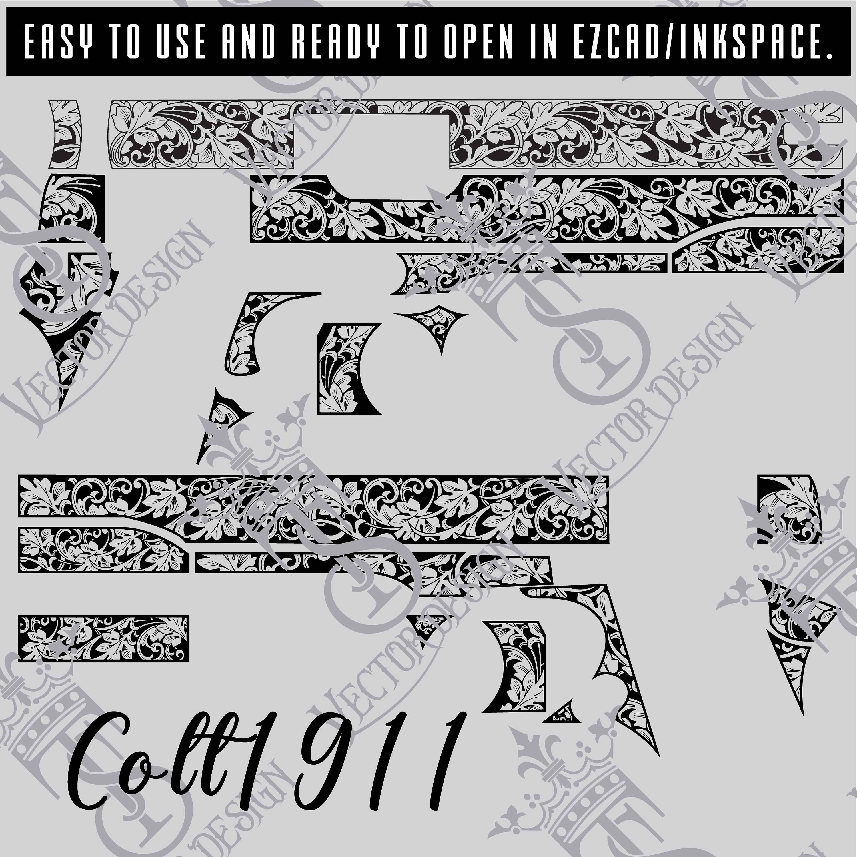 ヤサールページ Colt 1911 .38 Super Scroll Engraving Design (digital File) - Etsy