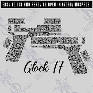 Glock 17 scroll Vector Design engraving files,pistol engrave,vector ,laser engraving svg dxf ai digital download
