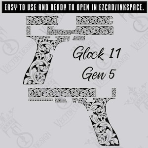 Glock 17 Gen 5 scroll Vector Design engraving files,pistol engrave,vector ,laser engraving svg dxf ai digital download