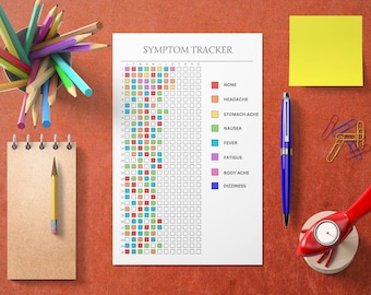 Symptom Tracker - A5 Journal Page - Printable Tracker - Health Tracker -Symptom Journal - Health Journal - Health Log - Symptom Log