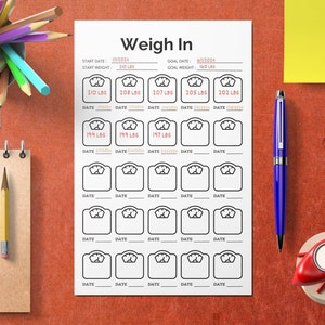 Weigh In - Fitness Tracker - A5 Journal Page - Printable Tracker - Exercise Tracker - Health Tracker - Workout Tracker - Activity Log