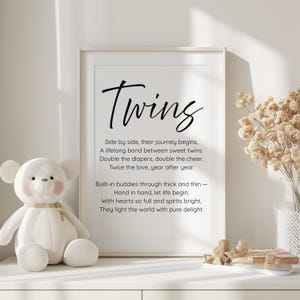 Twin Poem, Nursery Poem Art, Twin Nursery, Twin Nursery Decor, Twin Nursery Print, Baby Room Sign Wall Art, Neutral Twin Nursery Wall Decor