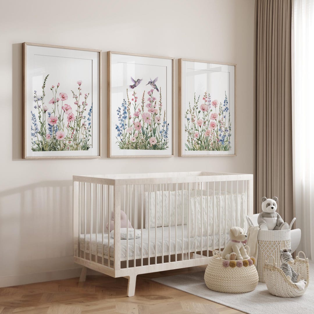 DIGITAL Wildflower Nursery Print Set, Boho Wildflower Nursery, Floral ...