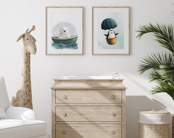 DIGITALE Arktis Kinderzimmer, Arktis Thema Kinderzimmer, Arktis Kinderzimmer, Pinguin Kinderzimmer Dekor, Eisbär Kinderzimmer, Geschlecht Neutral Baby Geschenk