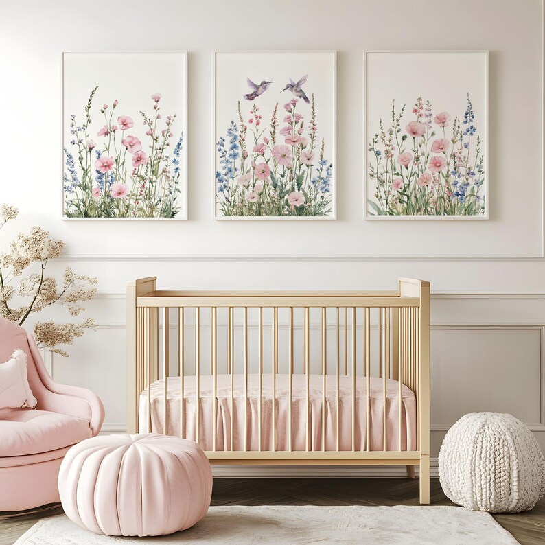 Wildflower Nursery Print Set, Boho Wildflower Nursery, Floral Nursery ...