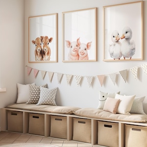 Zwillings-Kinderzimmer-Dekoration, Zwillings-Kinderzimmer-Kunst, Zwillings-Kinderzimmer-Kunst, Zwillings-Kinderzimmer-Kunst, Zwillings-Kinderzimmer-Druck, Bauernhof-Tier-Kinderzimmer-Kunst