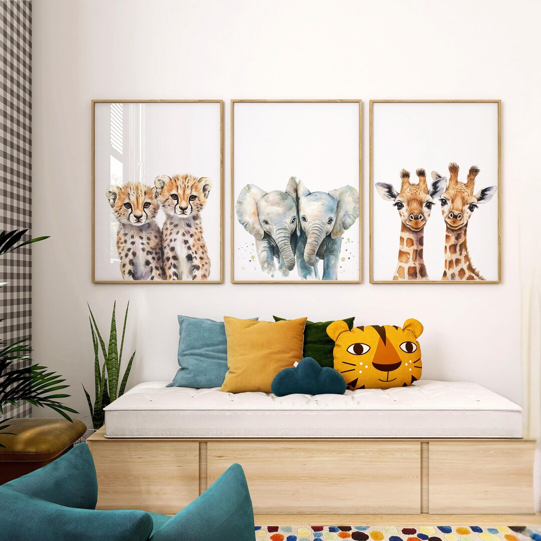 Twin Nursery Wall Art, Safari Twin Wall Art, Twin Nursery Decor, Wall ...