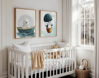 Arctic Animal Nursery, Arctic Theme Nursery, Arctic Nursery, Penguin Nursery Decor, Polar Bear Nursery, Gender Neutral Baby Gift