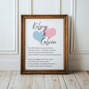 Twin Poem, Nursery Poem Art, Twin Nursery, Twin Nursery Decor, Twin Nursery Print, Baby Room Sign Wall Art, Personalized Nursery Wall Decor
