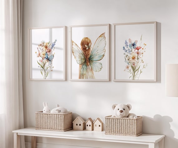 Fairy Themed Nursery, Enchanted Nursery, Fairy Art for Nursery, Girls Fairy Wall Art, Toddler Room, Wildflower Nursery, WingedOnesCollection