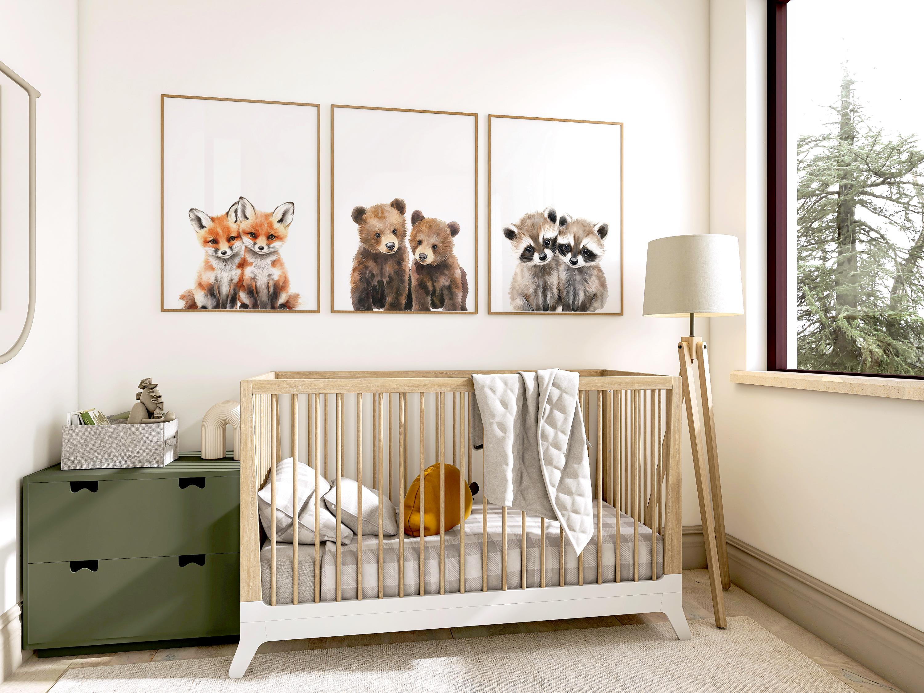 Twin Nursery Decor, Twin Nursery Wall Art, Woodland Nursery Prints Baby ...