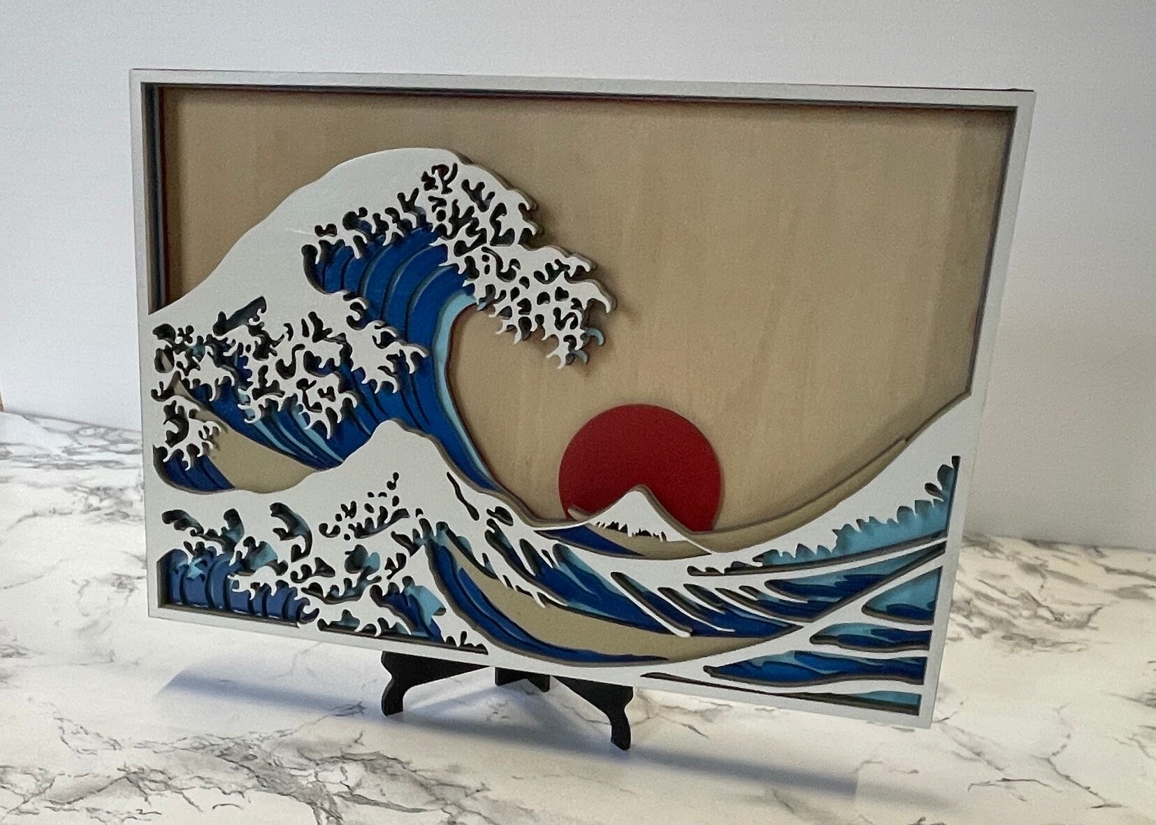 The Great Wave Multilayered Wood Art Display 8 X 12 Etsy