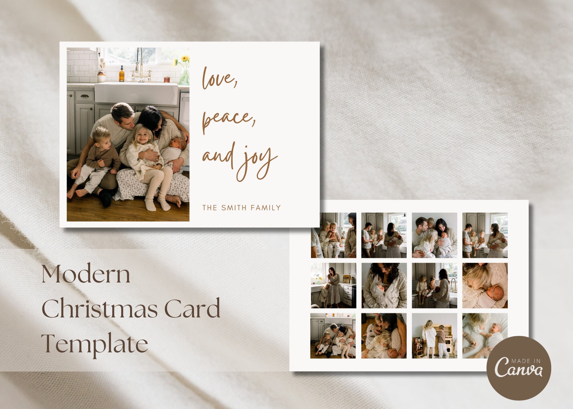 Modern Christmas Card Canva Template | Minimalist | Family Photo ...