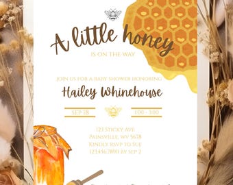 Honey Bee Baby Shower Invitation | Mommy-to-Bee Shower Invite | Digital Printable Editable Template