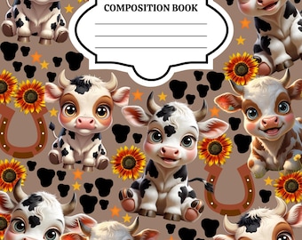 Cow print composition notebook