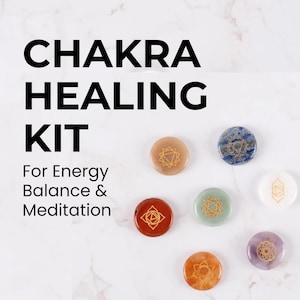 7 Chakra Stone Set: Healing Crystals Kit with Floating Display