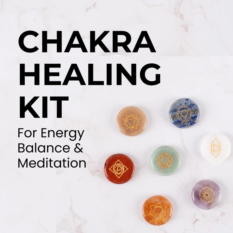 7 Chakra Stone Set: Healing Crystals Kit With Floating Display - Etsy