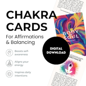 Tarjetas imprimibles diarias de afirmación de chakras, descargas digitales en formato PDF, regalo espiritual único, regalo para ella o para él.