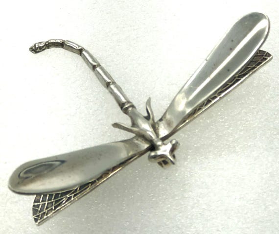 Handcrafted Sterling Silver Dragonfly Brooch / Pi… - image 3