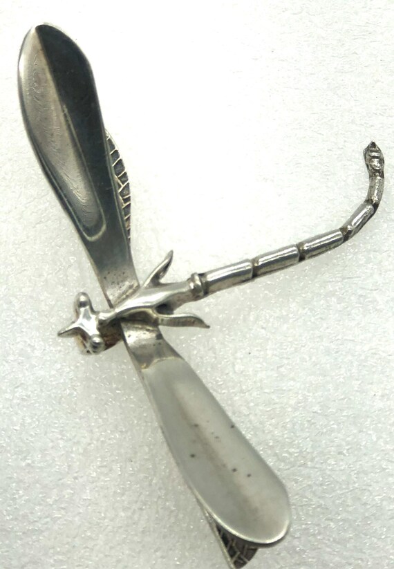 Handcrafted Sterling Silver Dragonfly Brooch / Pi… - image 4