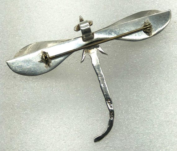 Handcrafted Sterling Silver Dragonfly Brooch / Pi… - image 5