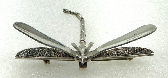 Handcrafted Sterling Silver Dragonfly Brooch / Pi… - image 7
