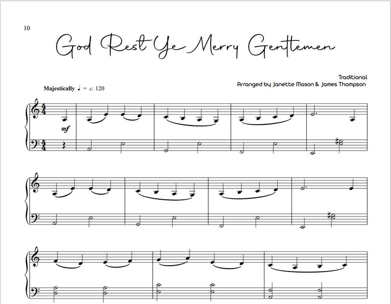 God Rest You Merry Gentlemen - Piano Sheet Music - Printable - A4 Print