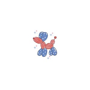 Patriotic Balloon Dog PNG – 4th of July Digital Download – Red White Blue Clipart – Independence Day Sublimation Design