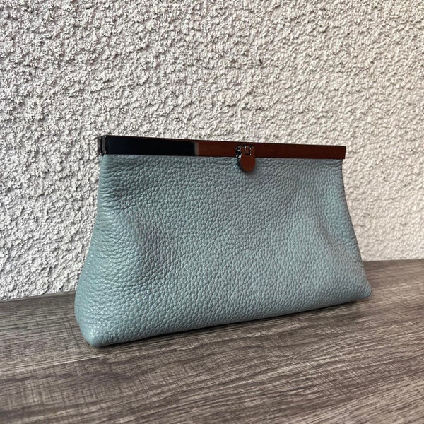 MOD Clutch| Leather Clutch| Classic Leather Clutch| Blue Evening Clutch