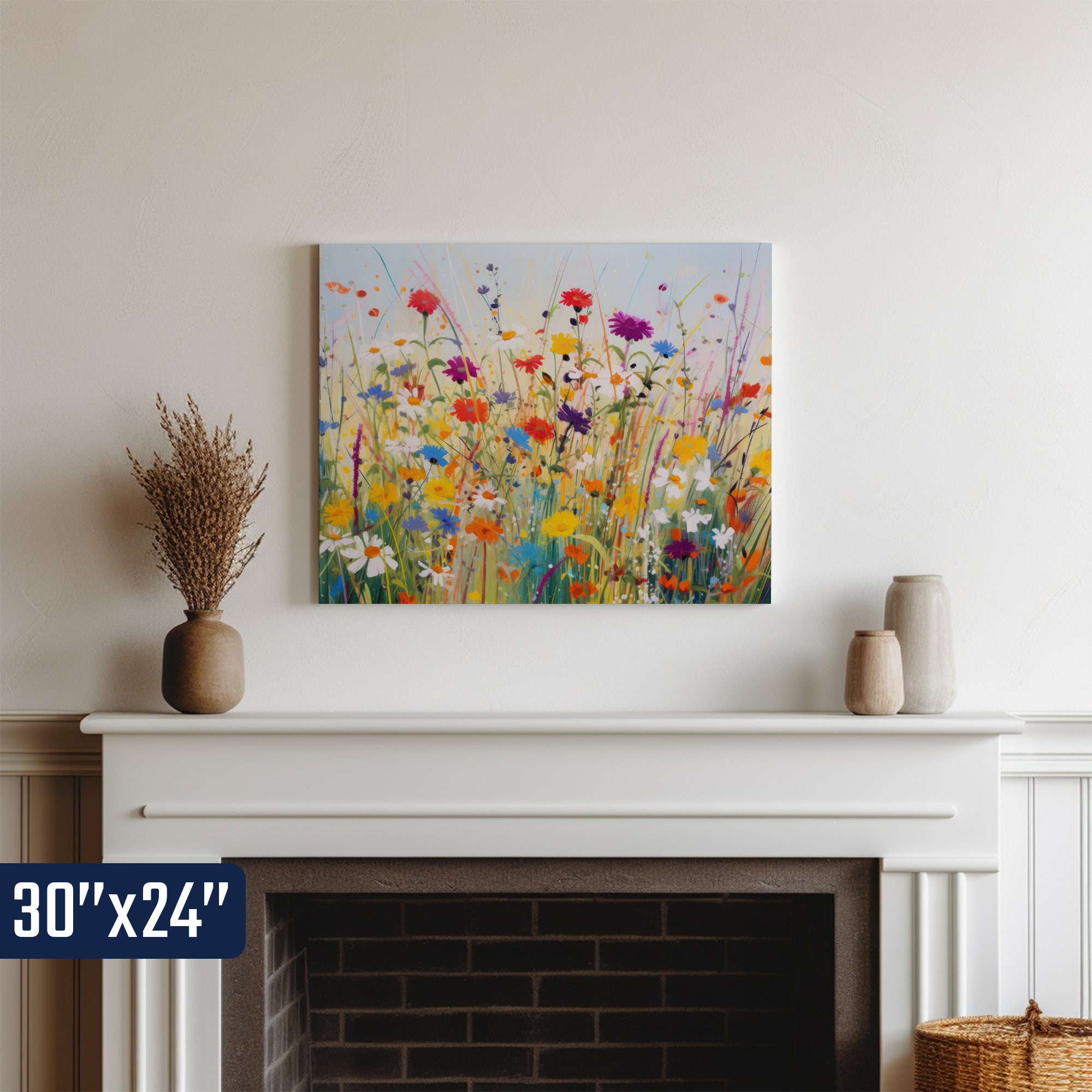 Wildflower Field Canvas Art: Abstract Floral Landscape Print - Etsy