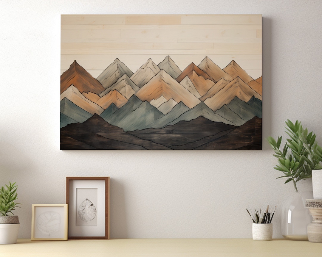 Mountain Range Wall Art Abstract Mountain Nature Landscape Etsy