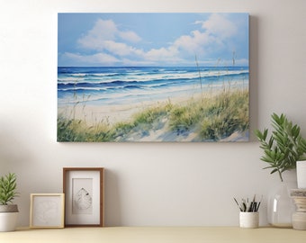 Beachy Wall Art Canvas Print | Coastal Wall Art Landscape Painting | Ocean Wall Art for Beach House | Beach Scene | BE11