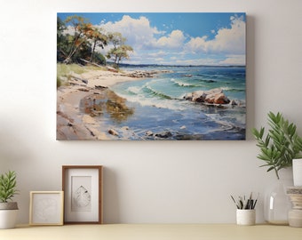 Coastal Wall Art Print | Beach Canvas Wall Art Coastal Decor | Summer Landscape Painting | Beachy Decor | BE24